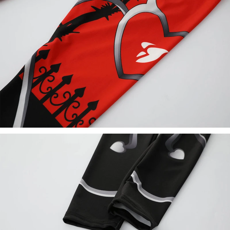 

New 2018 Sexy Heart Print Leggings Women Red Black Patchwork Sporting Pants Fashion Printed Women's Fitness Leggings
