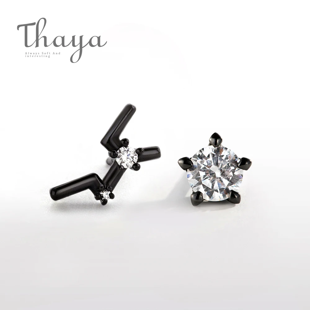 Virgo Thaya 12 для созвездий циркониевые серьги-гвоздики S925 пробы с кристаллами для женщин панк мистические ювелирные изделия элегантные на день рождения - Цвет камня: Virgo