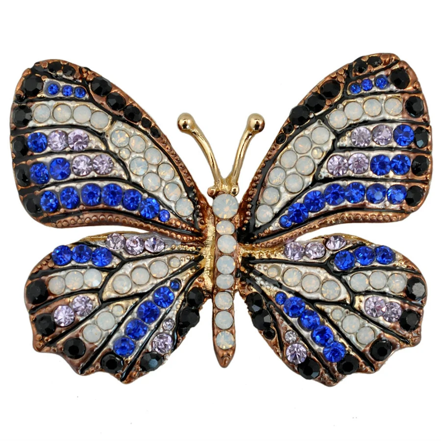 

High Quality Jewelry Rhinestone Butterfly Brooches Pins Female Fashion Collar Clothing Accessories Wedding Gift Brosche XZ023