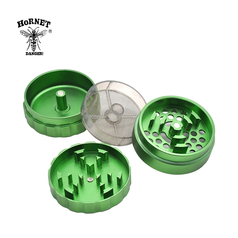 

HORNET Tobacco Herb Grinder Pollen Catcher 63MM 3 Part Aluminum Herb Grinder With Sharp Diamond Teeth Patented Spice Crusher