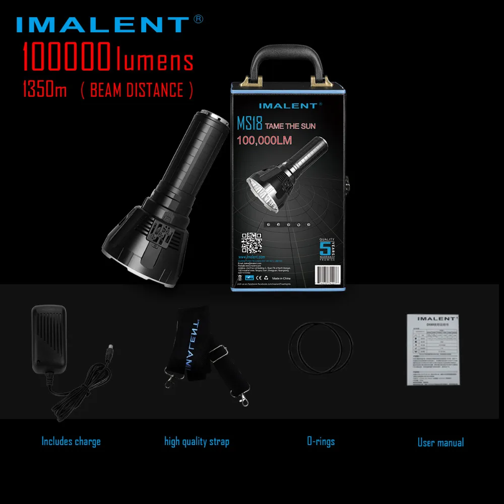 IMALENT MS18 светодиодный фонарик CREE XHP70 100000 люменов, мощный фонарик с 21700 батареей, интеллектуальная зарядка для поиска