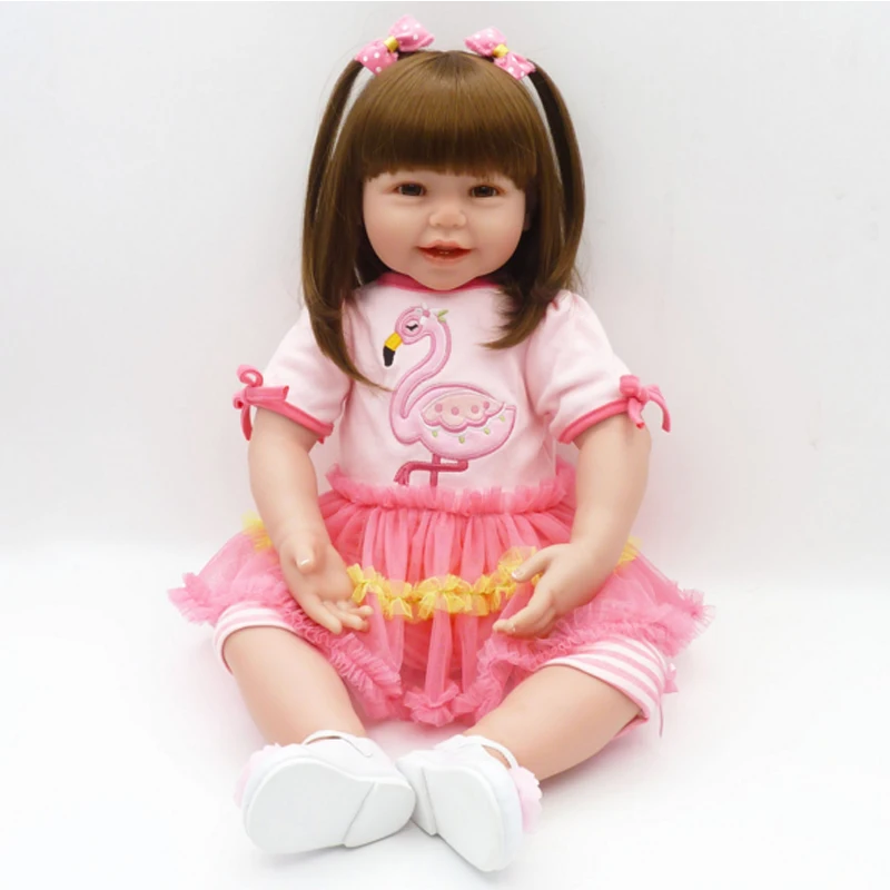 24Inch 64cm Simulation Newborn Baby Girl Bonecas Charm With Cute Suit And Small White Shoes Silicone Reborn Doll | Игрушки и хобби