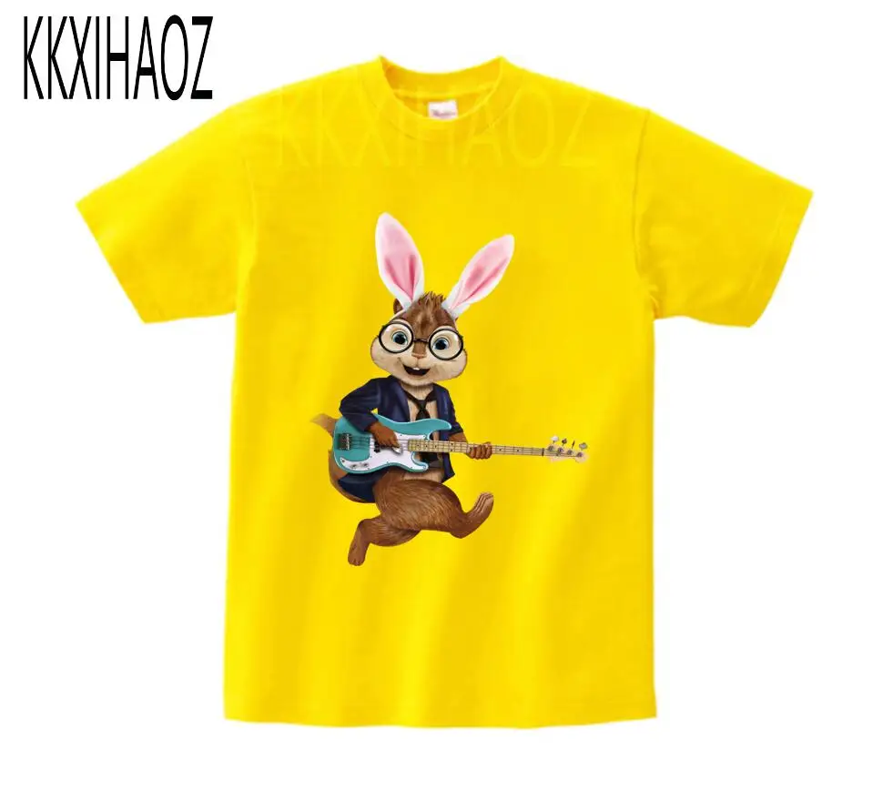 yellow childreTshirt Лето, Детская футболка с короткими рукавами, куртки с изображением Алвина и чипмука, детская одежда с принтом животных, футболки для мальчиков и девочек, NN - Цвет: yellow childreTshirt