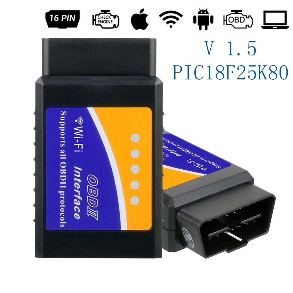 ELM327 OBD2 V1.5 Wi Fi 16 Pin жнвлп 327 сканер штрих кода диагностического инструмента