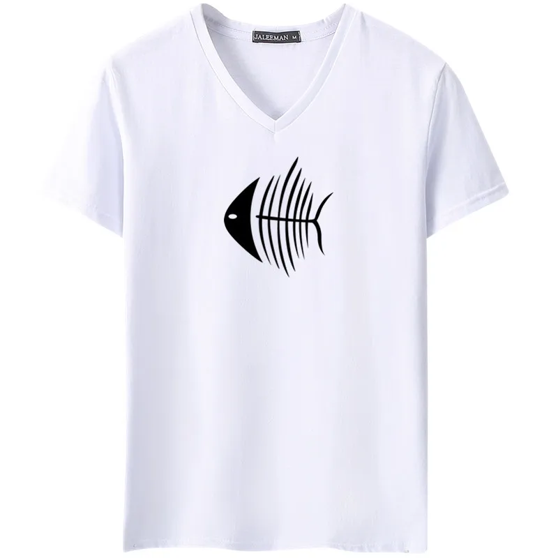 Мужская футболка с v-образным вырезом Повседневная Свободная большого размера