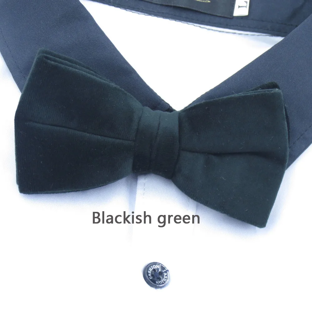 dark green Бархатный галстук-бабочка, чистый цвет, классический мужской формальный галстук-бабочка черного и винно-красного цвета, модный ретро галстук-бабочка gravata - Цвет: dark green