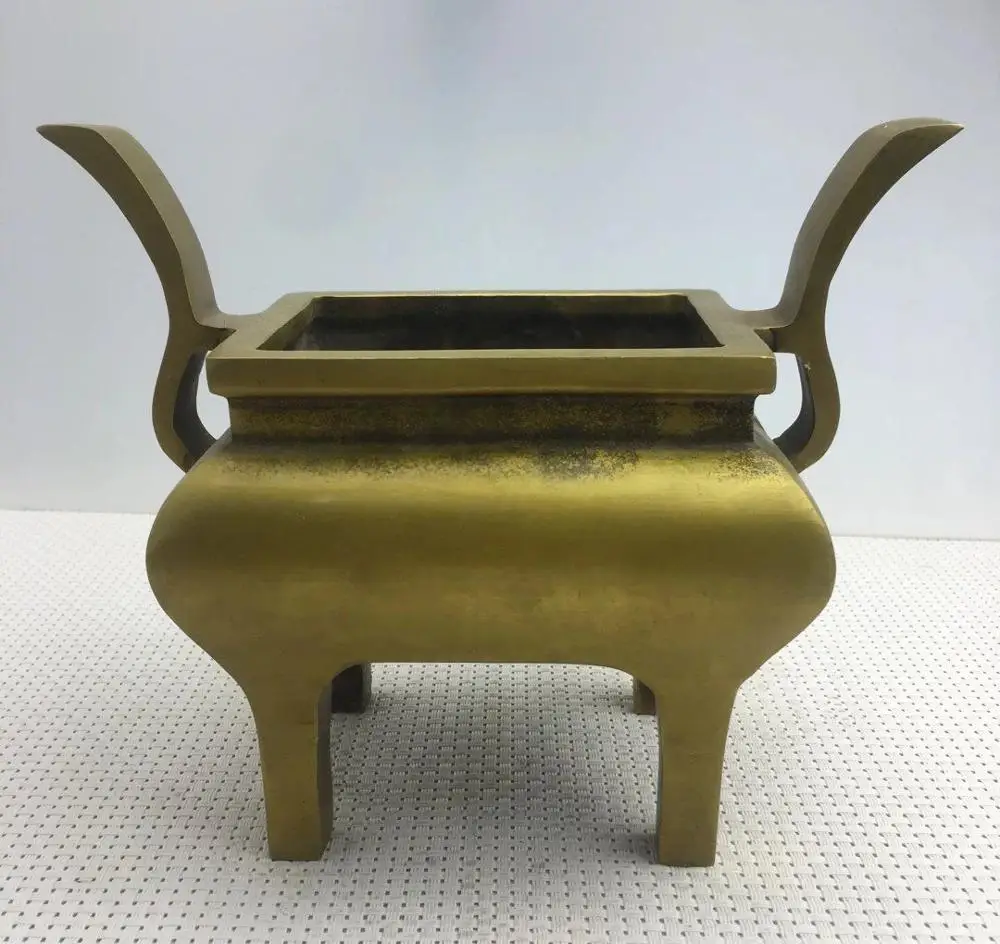 

Chinese old brass copper carving incense burner censer / xuande mark