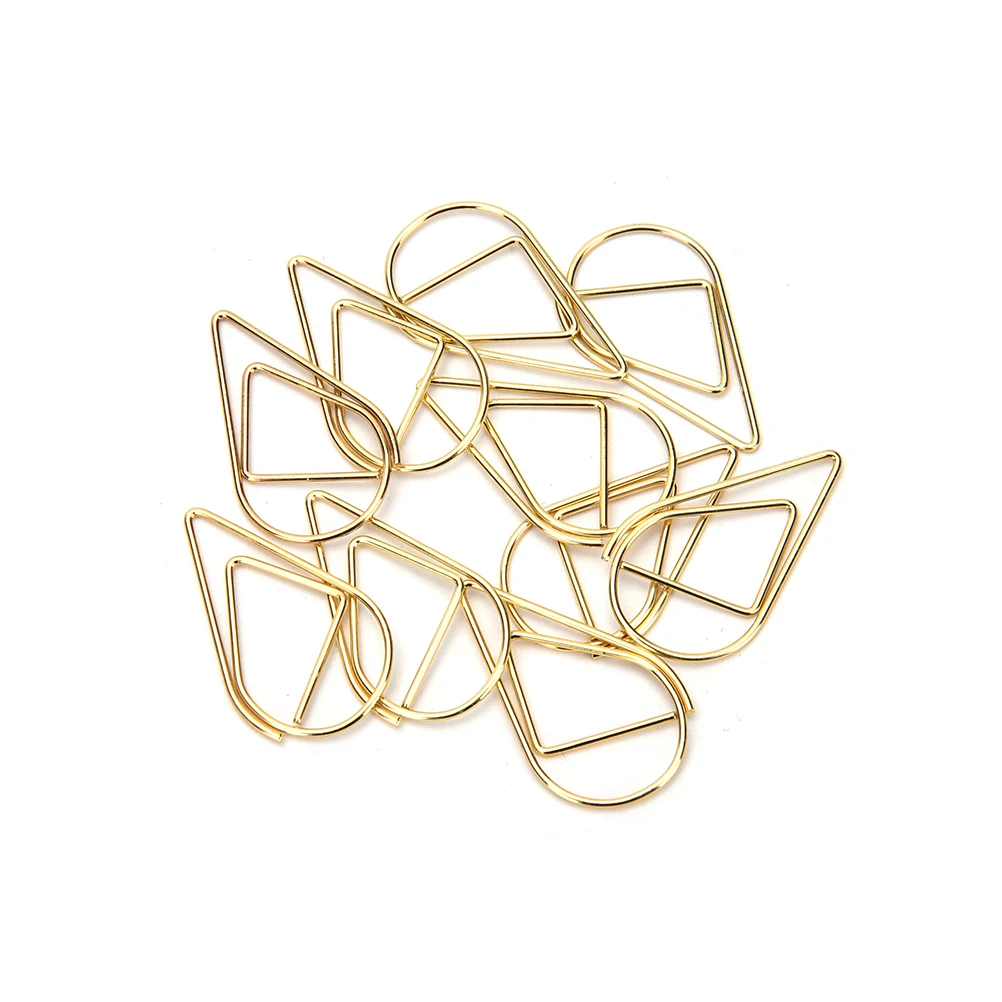 

20pcs/set Metal Material Drop Shape Paper Clips Gold Silver Color Funny Kawaii Bookmark Office Shool Stationery Marking Clips