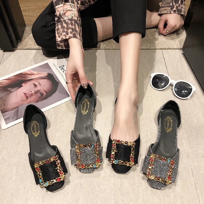 Новые женские лоферы балетки на плоской подошве шикарные туфли с квадратным