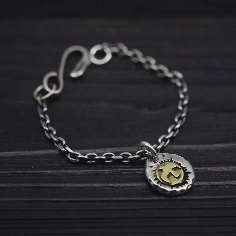 

925 Sterling Silver Cross Angle Chain Retro Thai Silver Male And Female Goro's Takahashi Handmade Eagle Hook Small Tag Bracelet