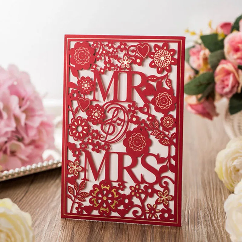 50 шт. белый красный лазер для вырезания mr. And MRS свадебные пригласительные