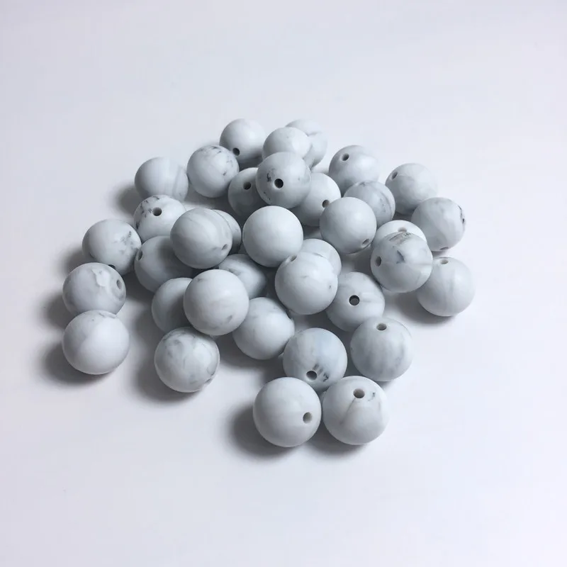 marble Новые Силиконовые Круглые бусины для прорезывания зубов 15 мм оптом детские бусины для прорезывания зубов пищевые бусины из силиконовой резины Силиконовые бусины для прорезывания зубов - Цвет: marble