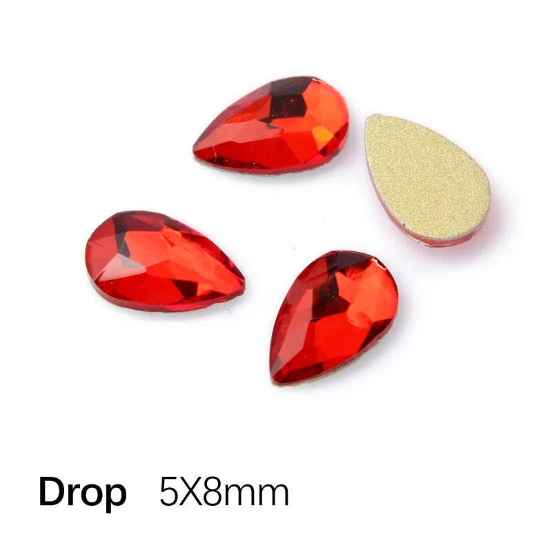 New Drop 5X8mm Новинка! Стразы с плоской задней частью, красные кристаллы, 16 видов стилей камешки для дизайна ногтей для 3D ногтей, художественное индивидуальное украшение - Цвет: New Drop 5X8mm