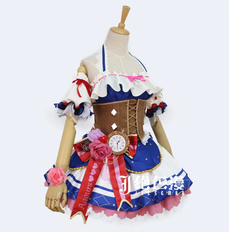 Love Live Sunshine Aqours Косплей Костюм Чика таками Рубиновая Роза макияж Kanan Matsuura Valentine Idol женская униформа платье