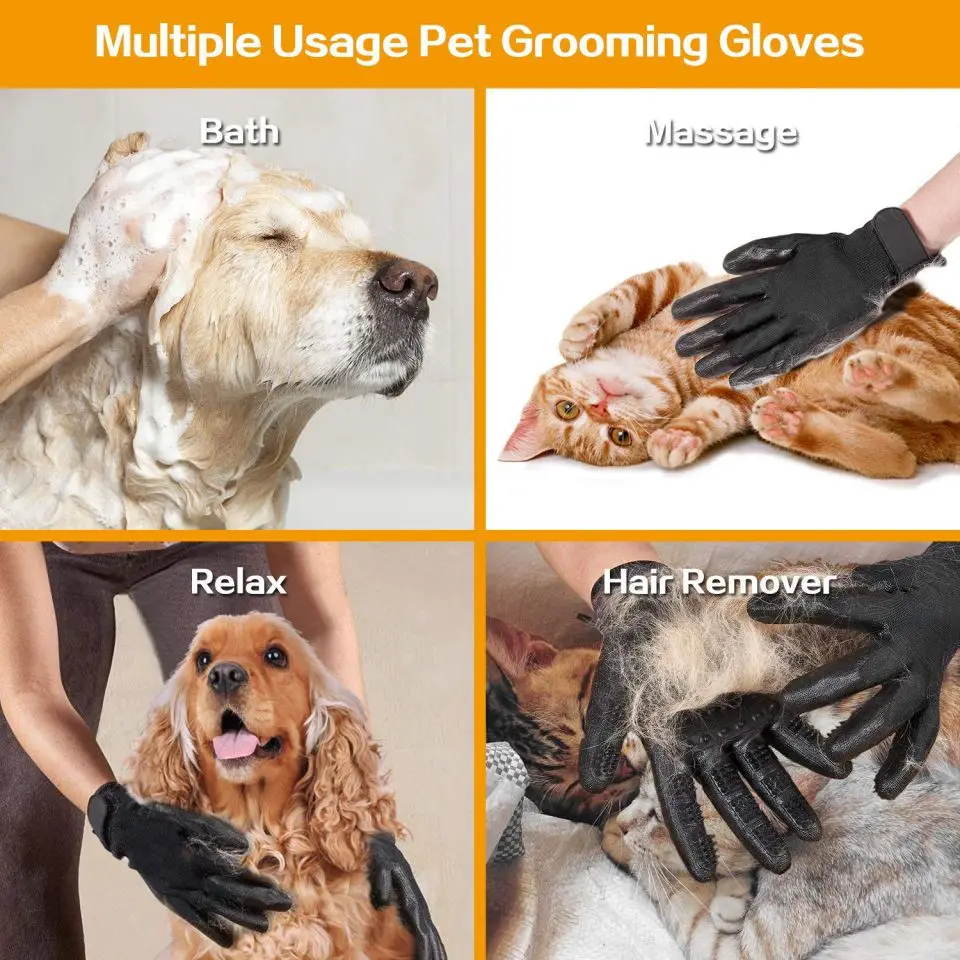 DEIRYLE 1 Pair Pet Grooming Glove Five Finger Comb Bathing Shedding Massage Tool for Long or Short Hair Dogs Cats | Дом и сад