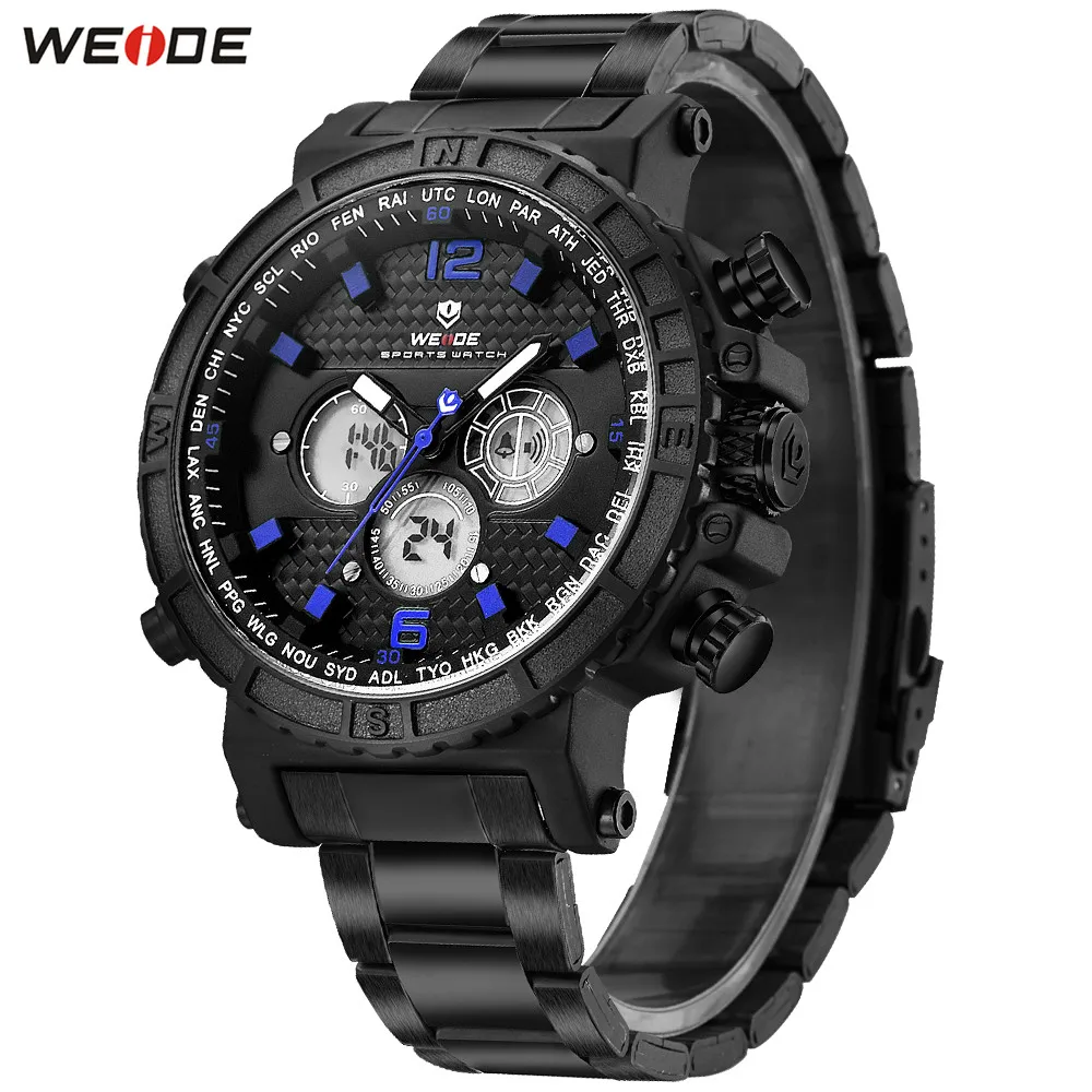 Модные Повседневные WEIDE LED функциональные часы спортивные мужские Цифровые