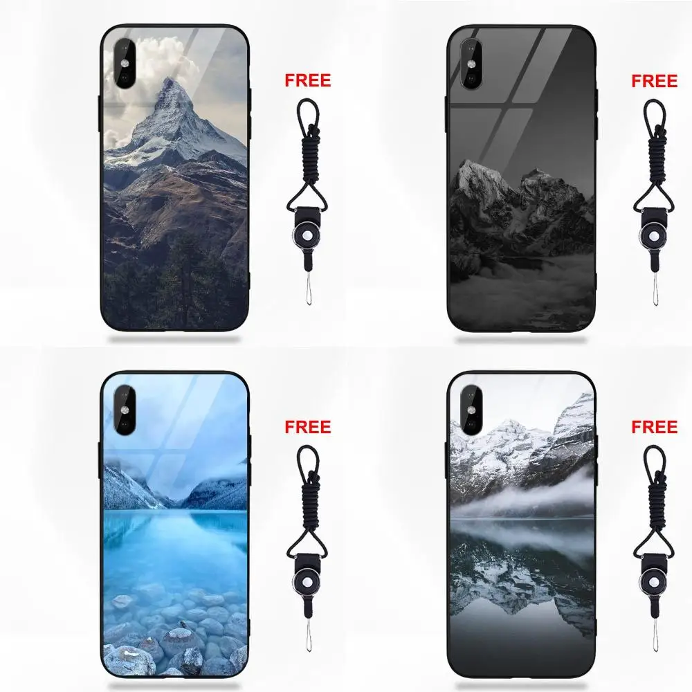 Vvcqod пейзаж горный туман черный узор для Apple iPhone 5 5C 5S SE 6 S 7 8 плюс X XS Max
