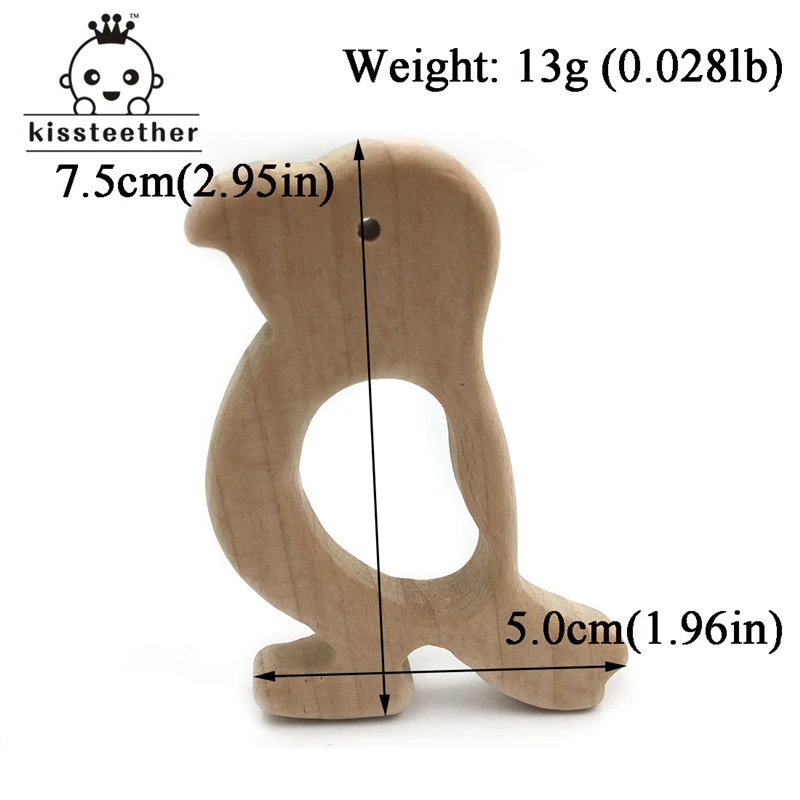 Mordedor de madera Natural hecho a mano para beb&eacute;, mordedor de beb&eacute; de haya org&aacute;nico, personalizado, colgante, respetuoso con el medio ambiente-5