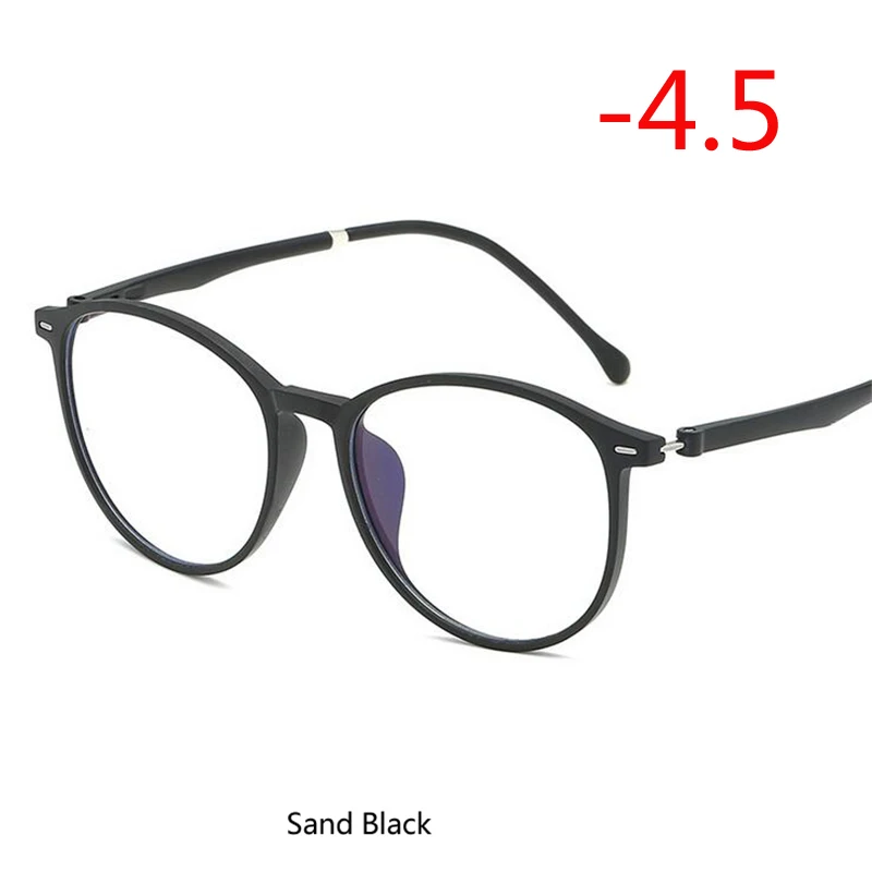 Myopia 450 Рецептурные-0,5-1,0-1,5-6,0 ретро овальные готовые очки для близорукости унисекс сверхлегкие близорукие очки - Цвет оправы: Myopia 450