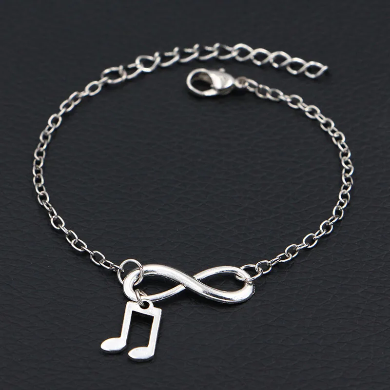 The Music Notes Новинка, персонализированные браслеты с музыкальными нотами, амулеты, античное серебро Сделай своими руками, ручной работы, браслет Бесконечность, женские модные ювелирные изделия - Окраска металла: The Music Notes