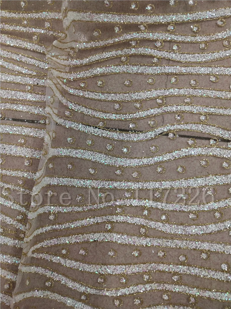 Good looking 5yards hand print glitter tulle mesh lace fabric JRB-72103 for wedding dress in off white | Дом и сад