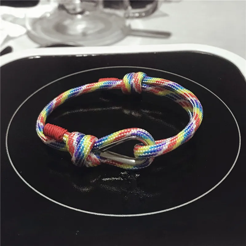 Новая мода темно Coloful высокое качество веревка браслет для мужчин Lover Lucky обёрточная бумага выживания браслеты для женщин пара подарок homme дропшиппинг