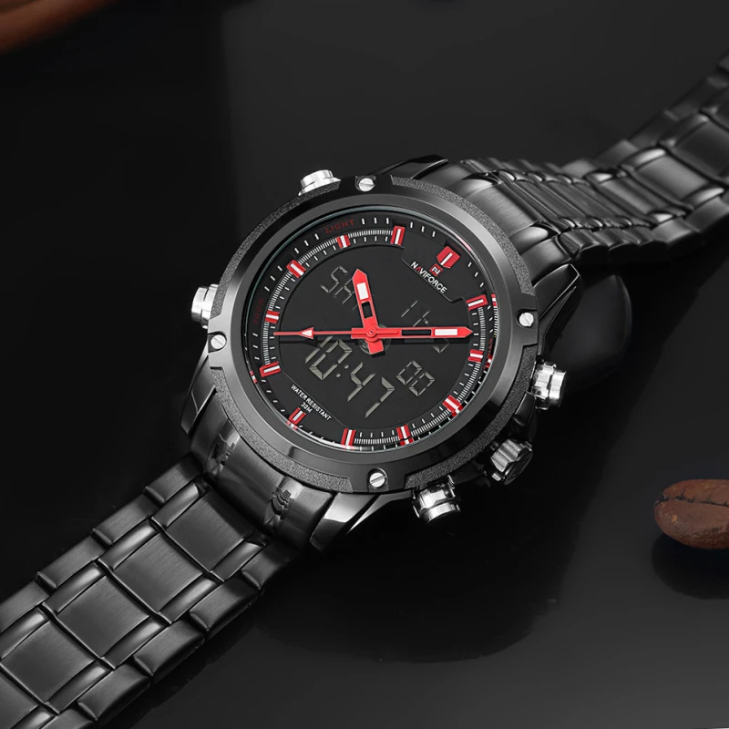 Часы наручные NAVIFORCE Мужские кварцевые Брендовые спортивные полностью стальные