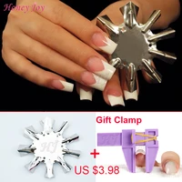 professional 1 9 sizes v shaped cutter french manicure nail art tool poly tips pink white trimmer uv gel nail polish