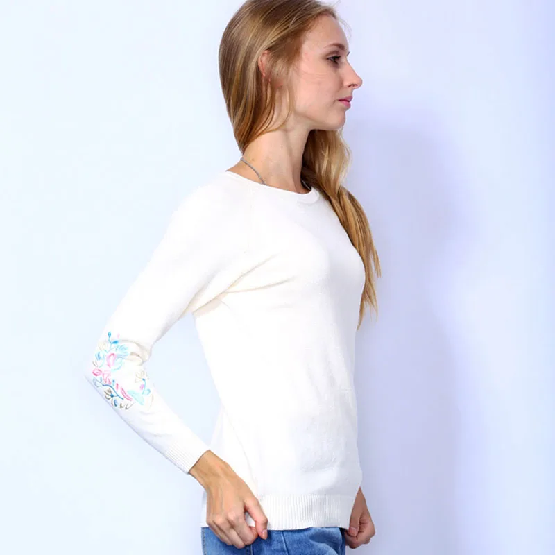 EXOTAO Autumn Winter Women Sweater Hot Flower Embroidery O-Neck Elastic Knitted Pull Femme Full Sleeved Soft Loose Ladies Tops | Женская
