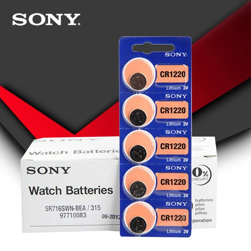 5 шт./лот sony CR1220 кнопочный Аккумулятор для часов автомобиля дистанционный ключ cr 1220 ECR1220 GPCR1220 3v литиевая батарея