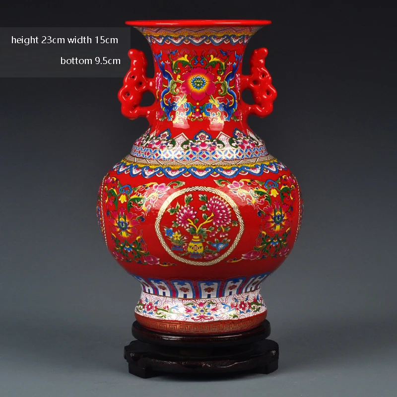 Керамическая ваза Jingdezhen эмалированная с двумя ушками антикварная зернистая