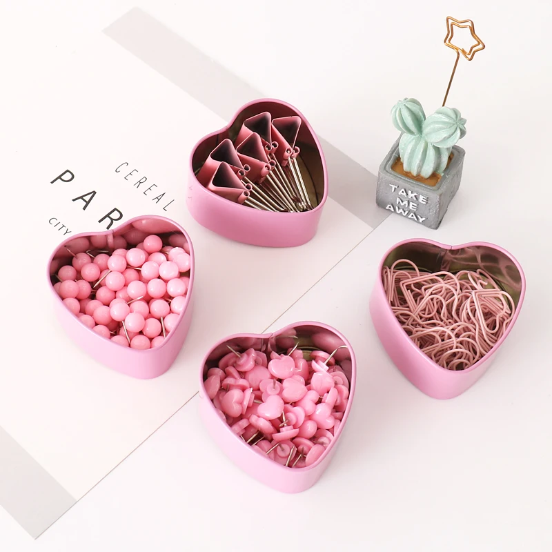 Пачка Розовый push pin бумажный зажим Kawaii канцелярские принадлежности прозрачные