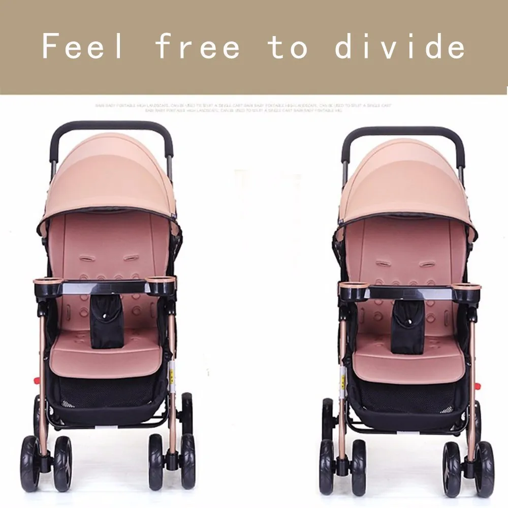 Free Shipping Safe fashion Side by Twin Baby Stroller Ultra Light Folding Seated Lying Double Seat Cart Summer Detachable |