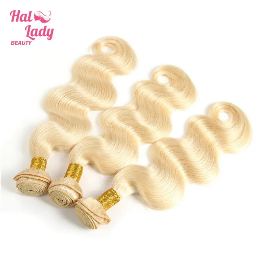 Halo Lady beauty блонд волосы волнистые 613 пучок s бразильские человеческие волосы один пучок каждый лот 613 цвет не волосы Реми на лентах