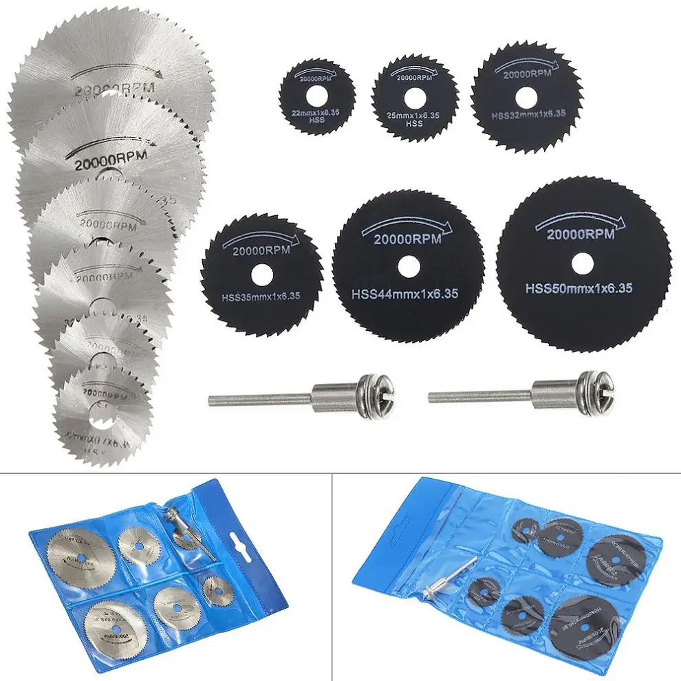 

14pcs/lot HSS Circular Saw Blade Cutting Discs Rotary Metal Cutter Power Tool Kit with Connecting Shank Drill Mandrel