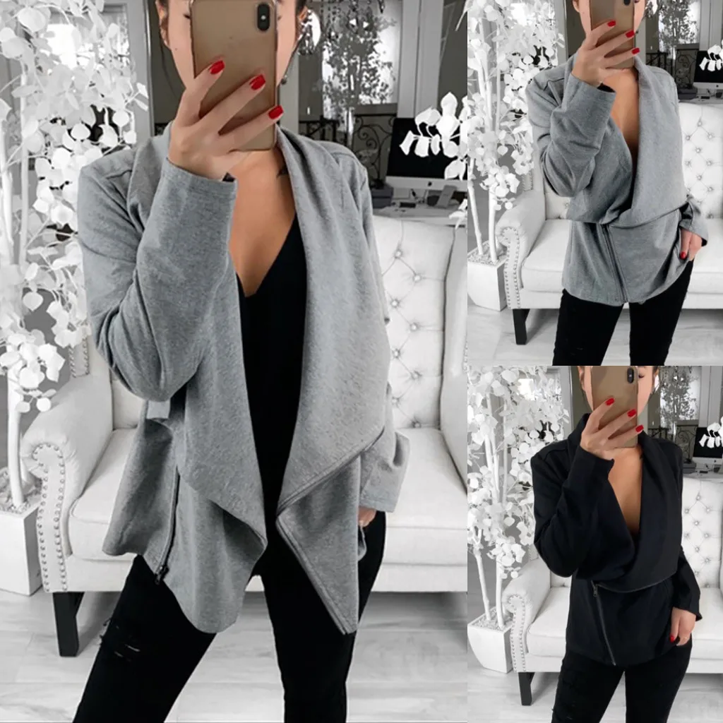 

Autumn Irregular Women Jacket Long Sleeve Leather Open Front Short Cardigan Suit Jacket Work Office Coat Elegant Suede Jacket