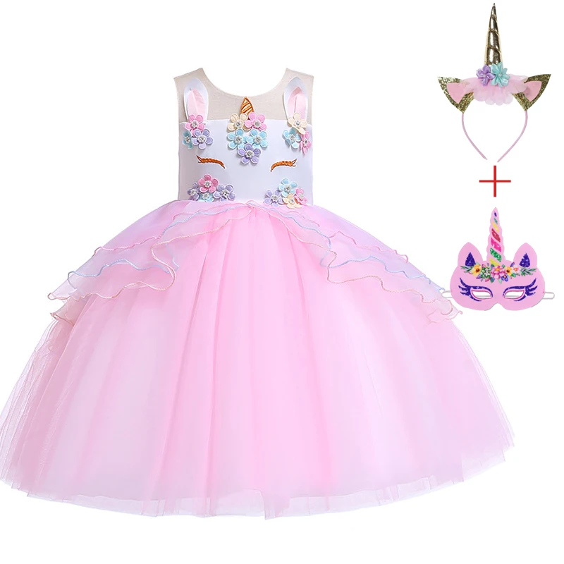 

Unicornio Fancy Girl Princess Dresses Girls Cosplay Dress Up Costume Kids Little Unicorn Party Tutu Gown Children Flower Clothes