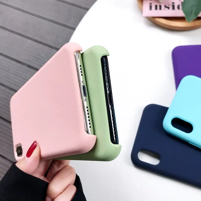 Роскошный тонкий жидкий силиконовый ударопрочный чехол для iPhone X XS Max XR 6 6S 7 8 Plus