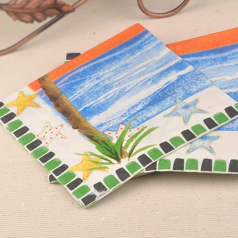 Новинка 2017 года море кокосовой Starfish Бумага салфетка Праздничная Вечеринка Cafe