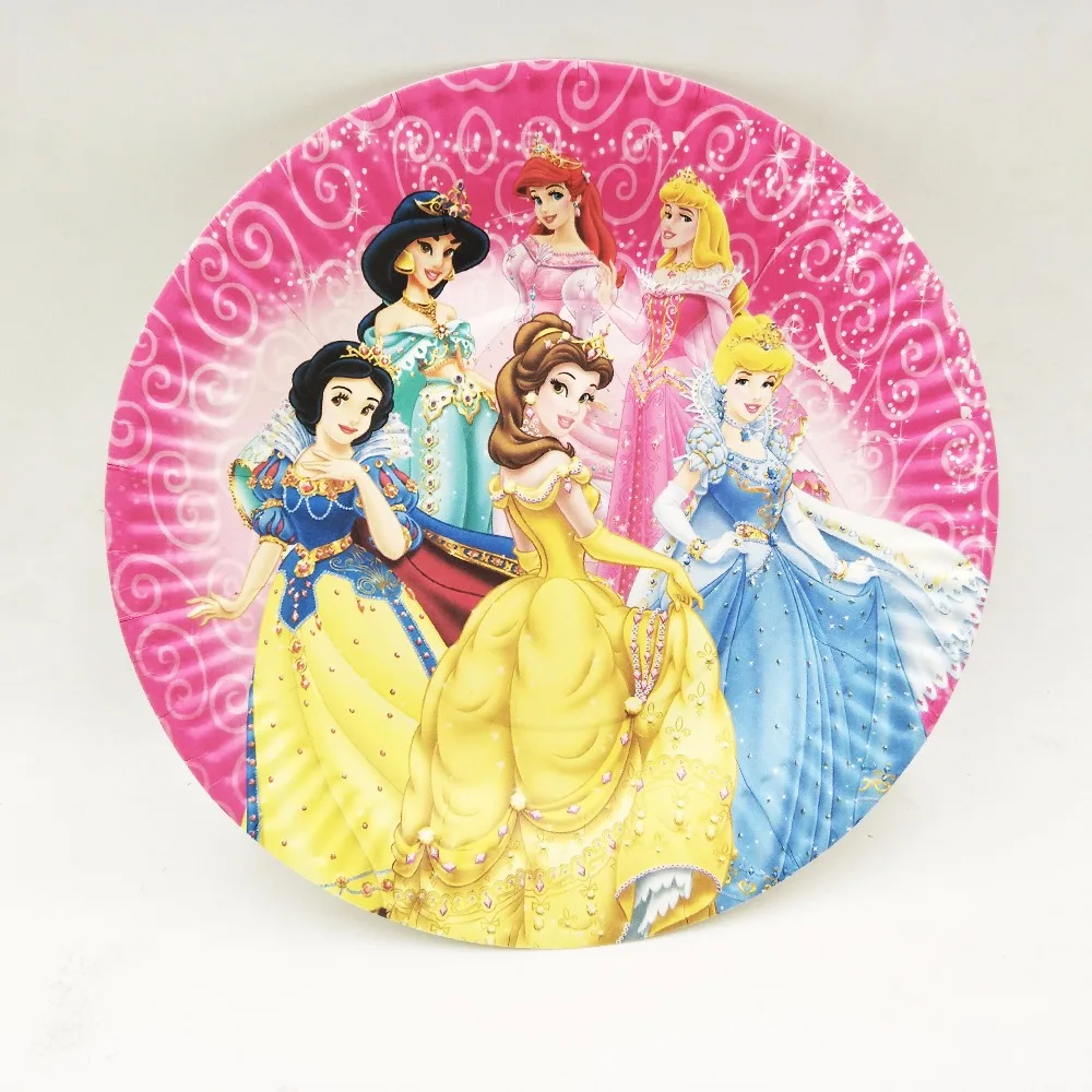 Disney Six Princess принадлежности для тематической вечеринки тарелки чашки соломинки