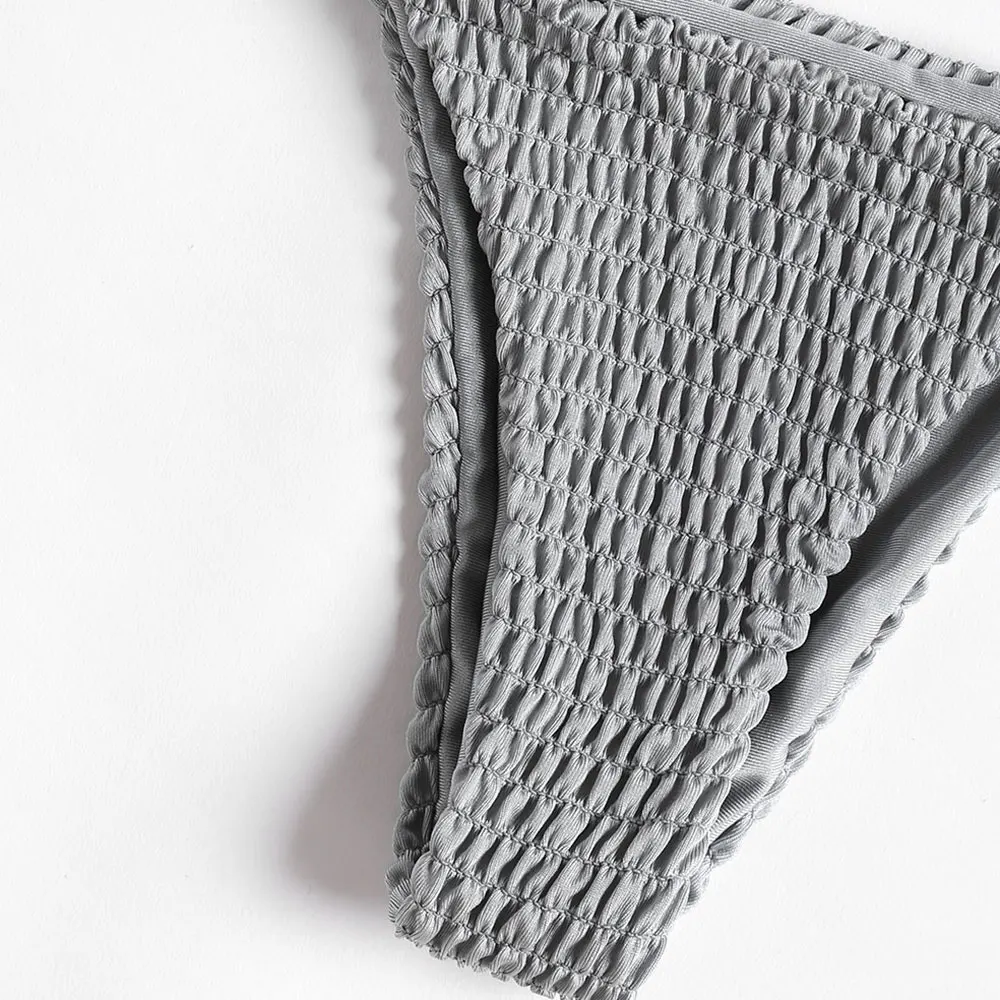 ZAFUL Smocked Ленточные бикини купальник женский Bralette с низкой посадкой Спагетти ремни