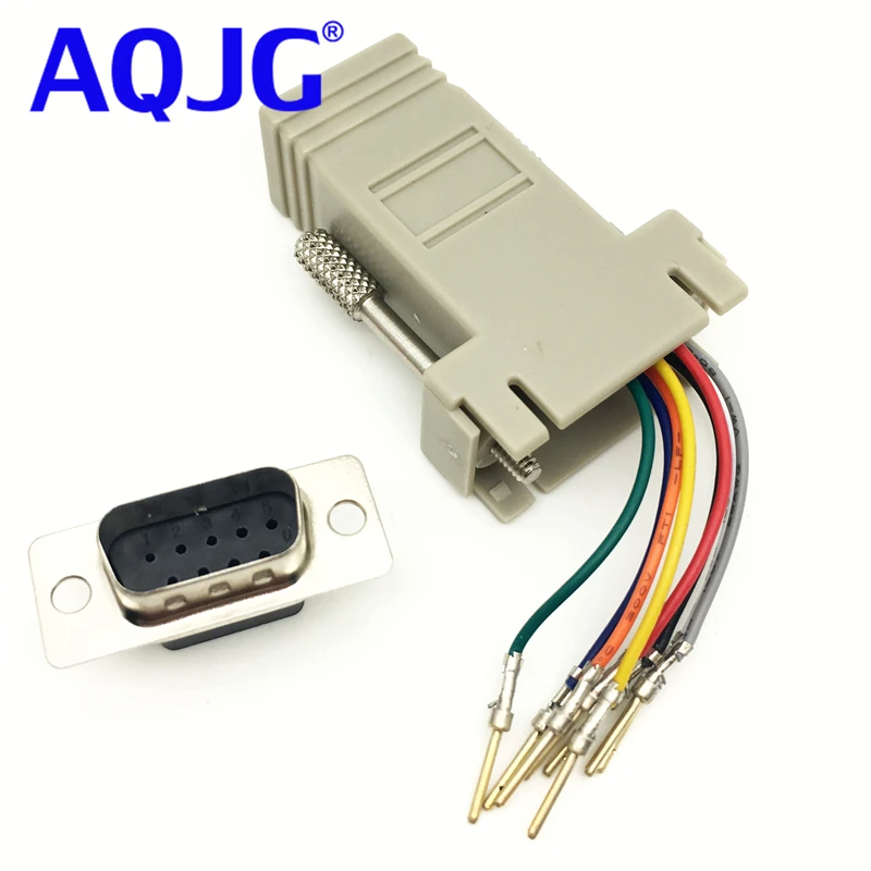 1 шт. RS232 DB9 штекер к RJ45 гнездовой разъем адаптер com LAN 232 db9 AQJG|db9 female connector|db9 male connectordb9