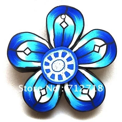 

Polymer Clay Pendants, handmade flower pendant 8*48mm, blue and white flower.Sold of 20 pieces(Min Order $20)