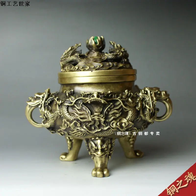 

Copper crafts feng shui home decoration kowloon-10g incensing copper incense burner lucky