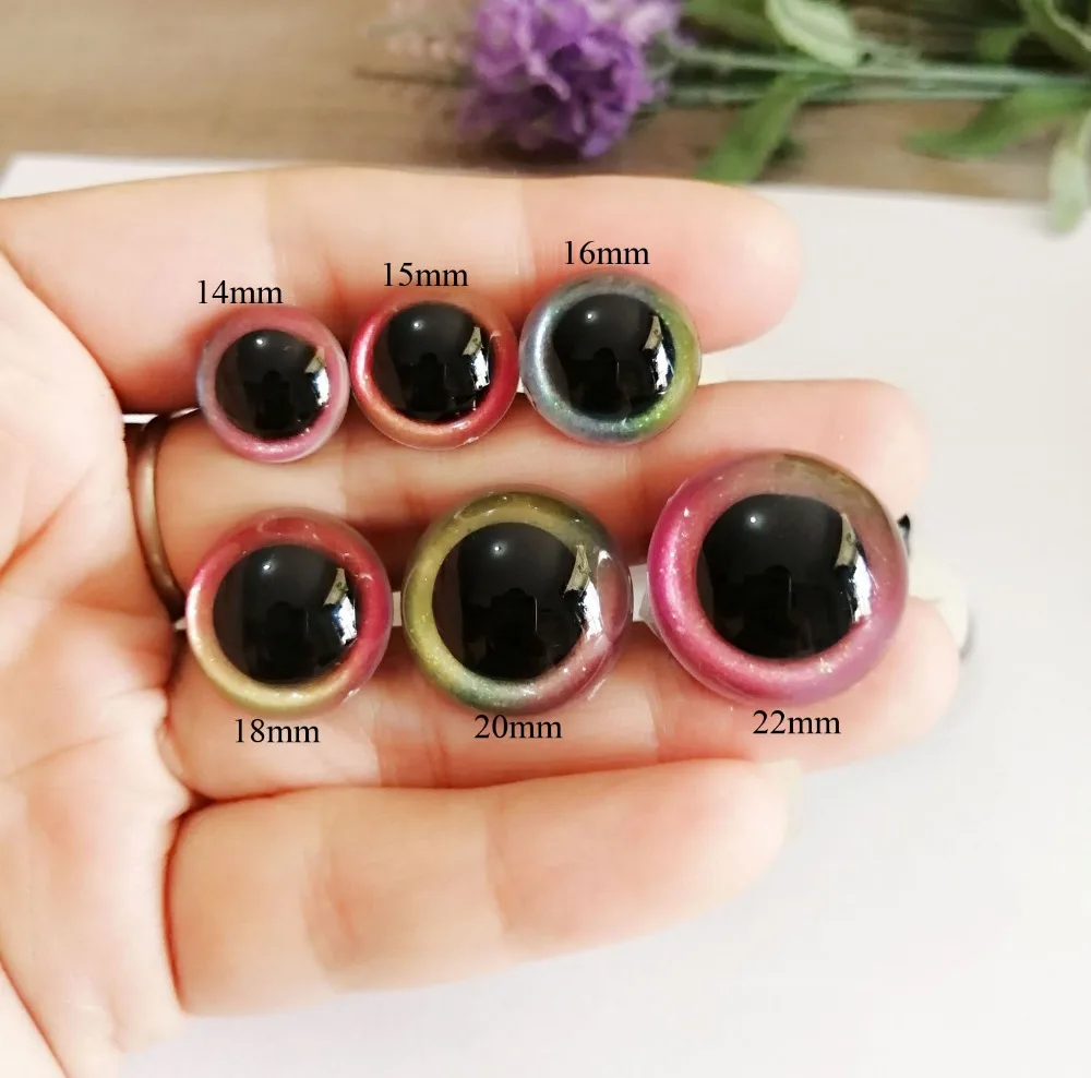 100 шт 13 мм-24 мм круглые пластиковые безопасные прозрачные для игрушек глаза+ блестящие нетканые материалы+ твердая шайба для плюшевой куклы-размер и цвет option-N8