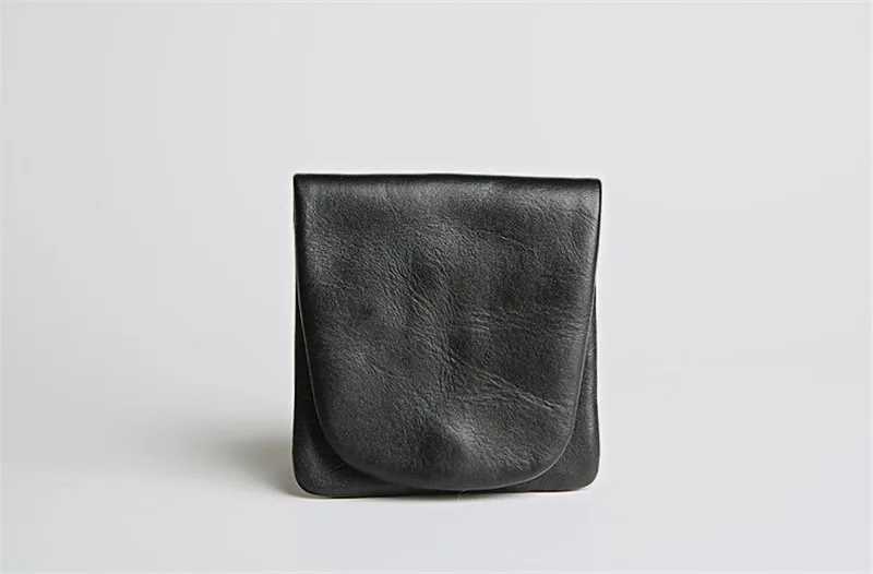 LEACOOL EDC Кошелек для монет из воловьей кожи, мужская деловая тонкая мини сумка для монет, маленький кошелек для ключей, нулевой кошелек, защелкивающиеся сумки для гарнитур