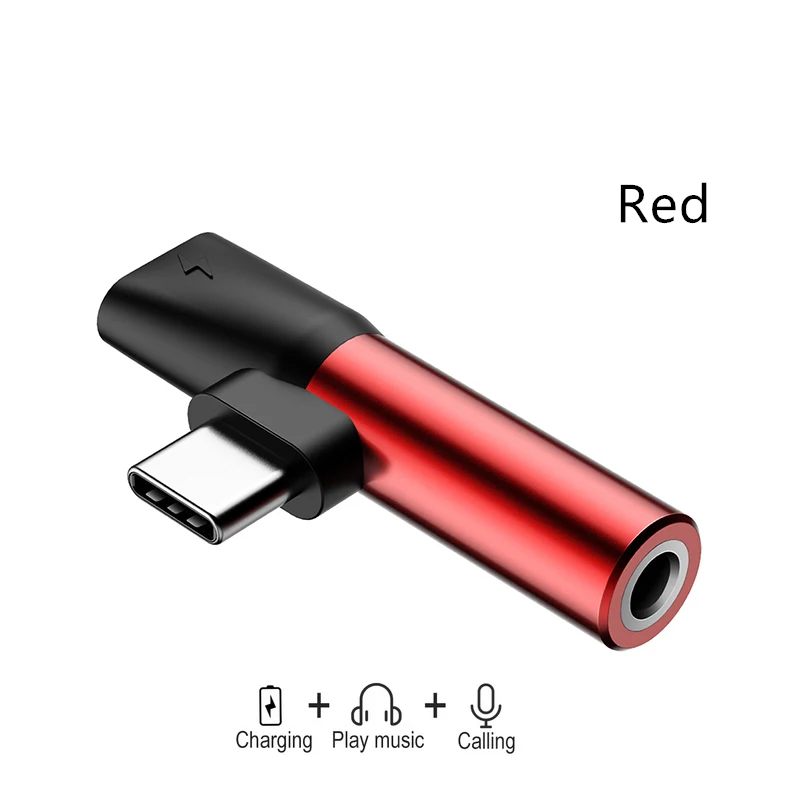 Красный Baseus 2 в 1 usb type C конвертер на 3,5 мм Aux Jack адаптер USB C зарядный удлинитель для наушников адаптер для Xiaomi 8 huawei P20 - Цвет: Красный