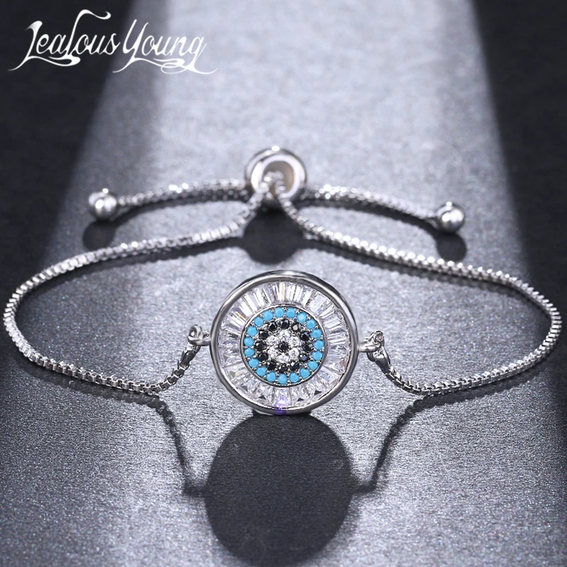 Женский браслет с цирконом белыми кристаллами регулируемый цепочка в стиле панк