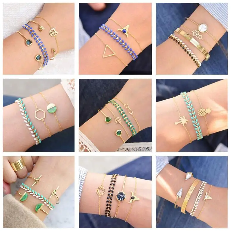 Летний браслет femme летний комплект pulsera mujer bransoletki damskie pulseira Шарм Золотой чешские