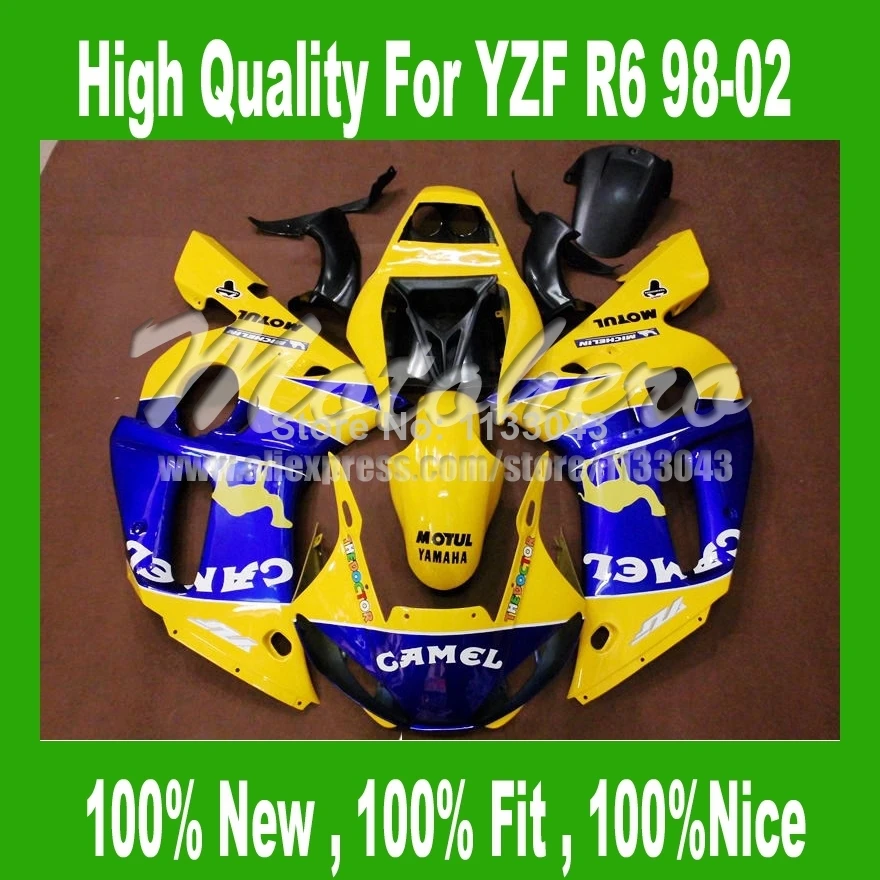 

7Gifts+ fairings for Yamaha YZF R6 98 02 YZF-R6 98 99 00 01 02 YZF 600 R6 1998 1999 2000 01 02 #55RKK yellow blue fairings kit